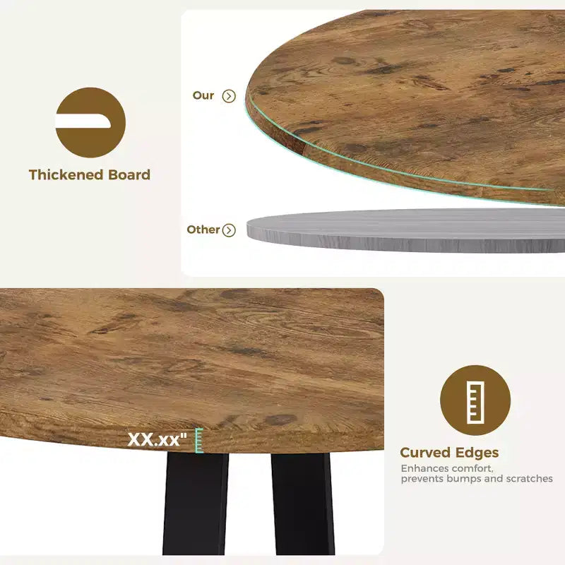 Ensemble Table et Chaises de Salle à Manger Rond pour 4 Personnes, Table de Cuisine et Chaises Circulaires en Bois 5 Pièces pour 4, avec 4 Chaises Rembourrées, Cadre Épais et Robuste
