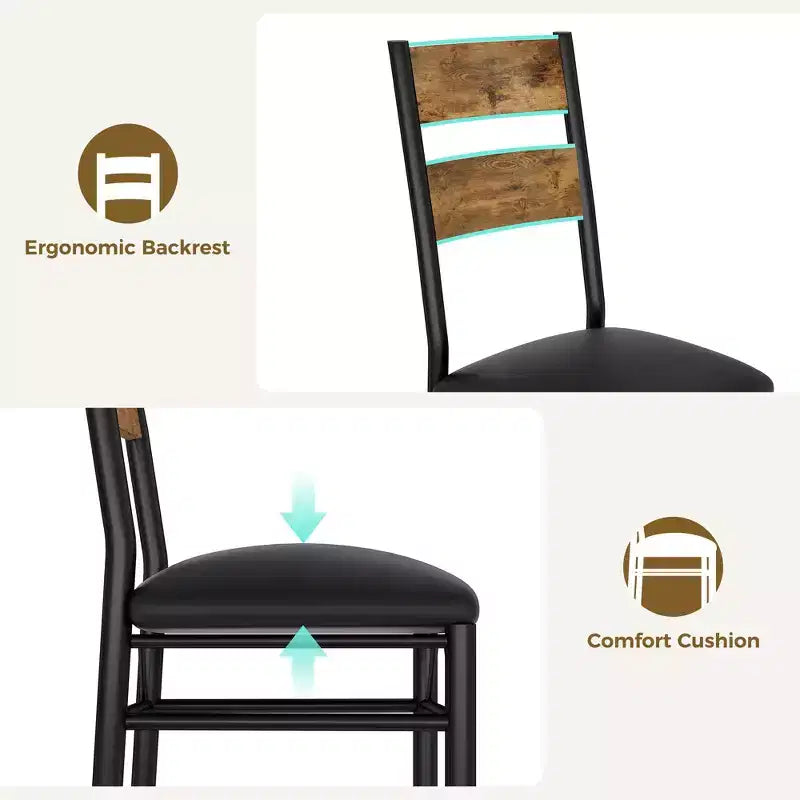 Ensemble Table et Chaises de Salle à Manger Rond pour 4 Personnes, Table de Cuisine et Chaises Circulaires en Bois 5 Pièces pour 4, avec 4 Chaises Rembourrées, Cadre Épais et Robuste