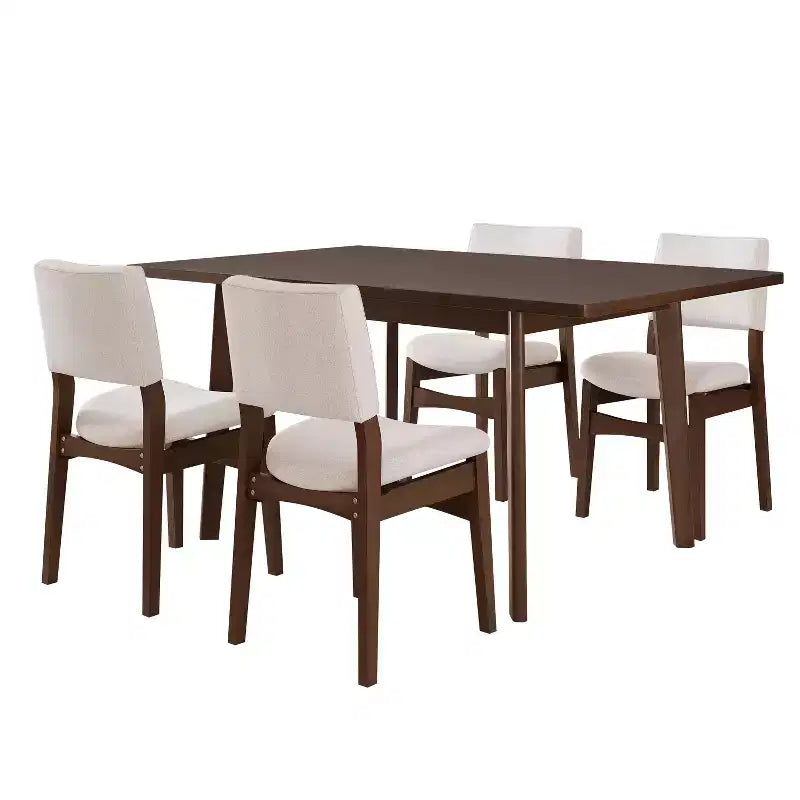 Ensemble de salle à manger 5/7 pièces pour 4/6 personnes, ensemble de meubles de cuisine classique avec chaises de salle à manger empilables et rembourrées - ModernLuxe
