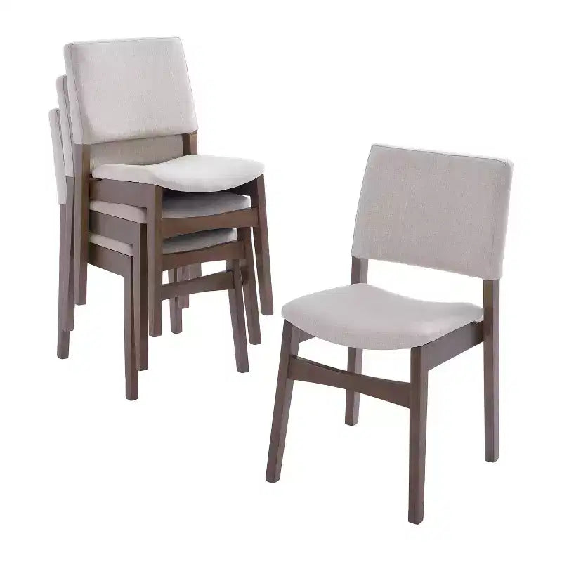 Ensemble de salle à manger 5/7 pièces pour 4/6 personnes, ensemble de meubles de cuisine classique avec chaises de salle à manger empilables et rembourrées - ModernLuxe