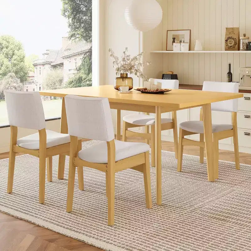 Ensemble de salle à manger 5/7 pièces pour 4/6 personnes, ensemble de meubles de cuisine classique avec chaises de salle à manger empilables et rembourrées - ModernLuxe
