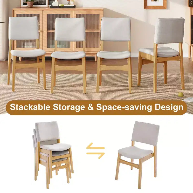 Ensemble de salle à manger 5/7 pièces pour 4/6 personnes, ensemble de meubles de cuisine classique avec chaises de salle à manger empilables et rembourrées - ModernLuxe