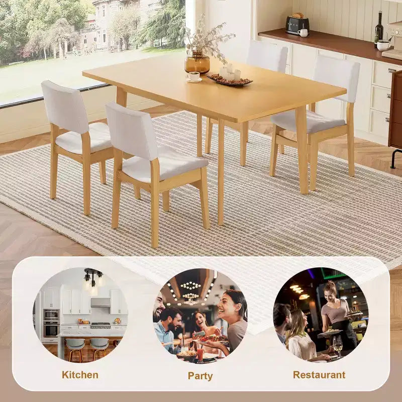 Ensemble de salle à manger 5/7 pièces pour 4/6 personnes, ensemble de meubles de cuisine classique avec chaises de salle à manger empilables et rembourrées - ModernLuxe