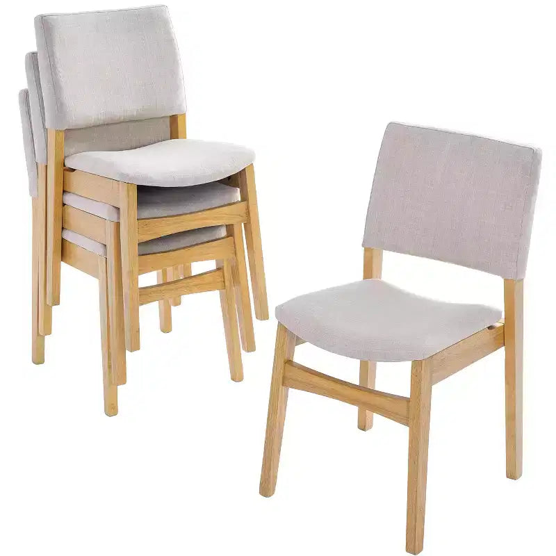 Ensemble de salle à manger 5/7 pièces pour 4/6 personnes, ensemble de meubles de cuisine classique avec chaises de salle à manger empilables et rembourrées - ModernLuxe