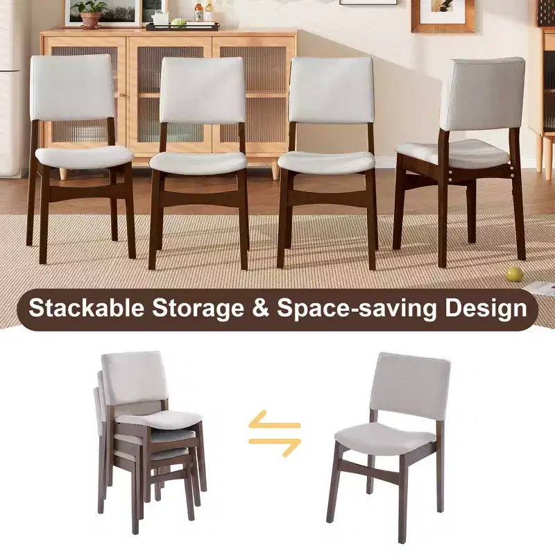 Ensemble de salle à manger 5/7 pièces pour 4/6 personnes, ensemble de meubles de cuisine classique avec chaises de salle à manger empilables et rembourrées - ModernLuxe