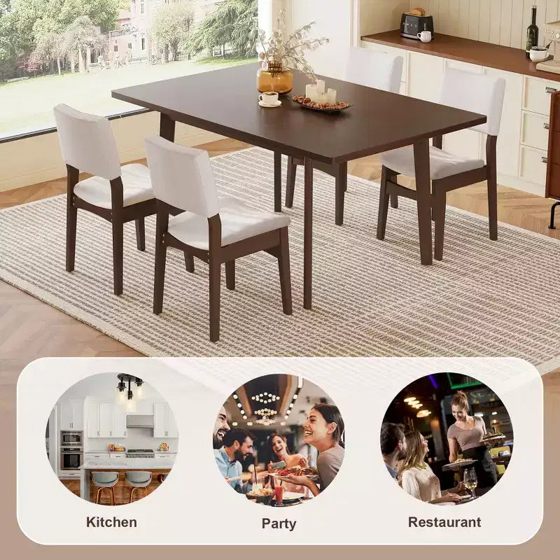 Ensemble de salle à manger 5/7 pièces pour 4/6 personnes, ensemble de meubles de cuisine classique avec chaises de salle à manger empilables et rembourrées - ModernLuxe