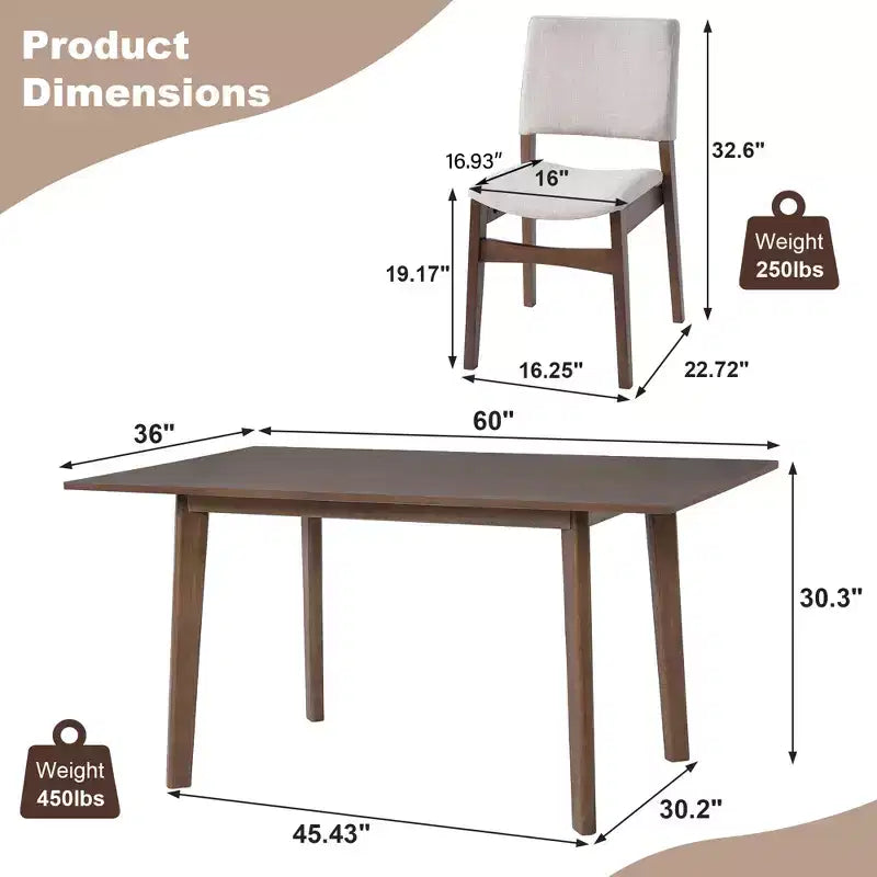 Ensemble de salle à manger 5/7 pièces pour 4/6 personnes, ensemble de meubles de cuisine classique avec chaises de salle à manger empilables et rembourrées - ModernLuxe