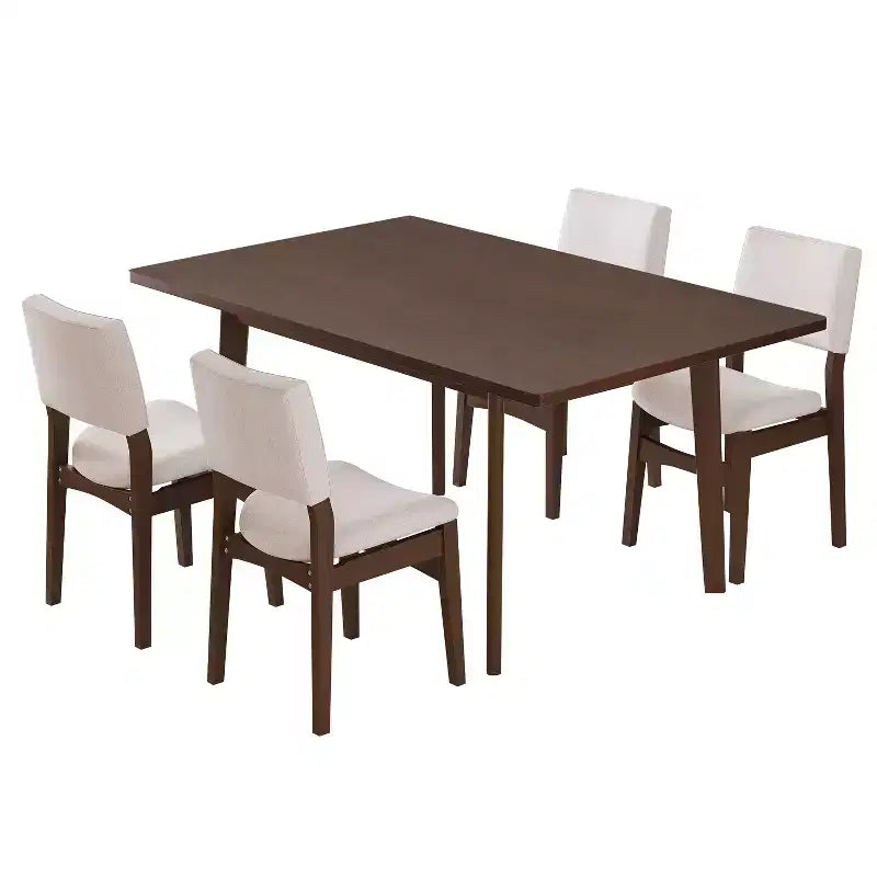 Ensemble de salle à manger 5/7 pièces pour 4/6 personnes, ensemble de meubles de cuisine classique avec chaises de salle à manger empilables et rembourrées - ModernLuxe