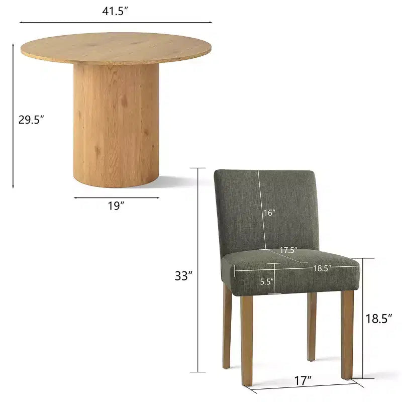 Ensemble table à manger ronde 5 pièces et 4 chaises rembourrées, ensemble de table à piédestal en bois moderne pour cuisine, coin petit-déjeuner ou salle à manger-Panipeachy