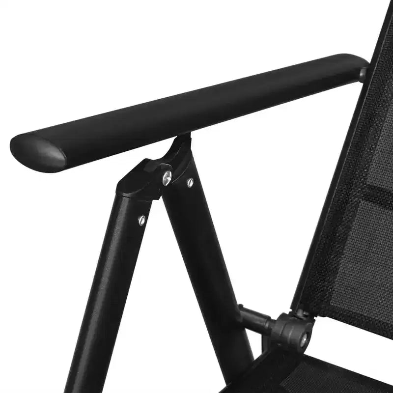 vidaXL Table et chaises de jardin Noir Aluminium laqué, Verre, Textilène