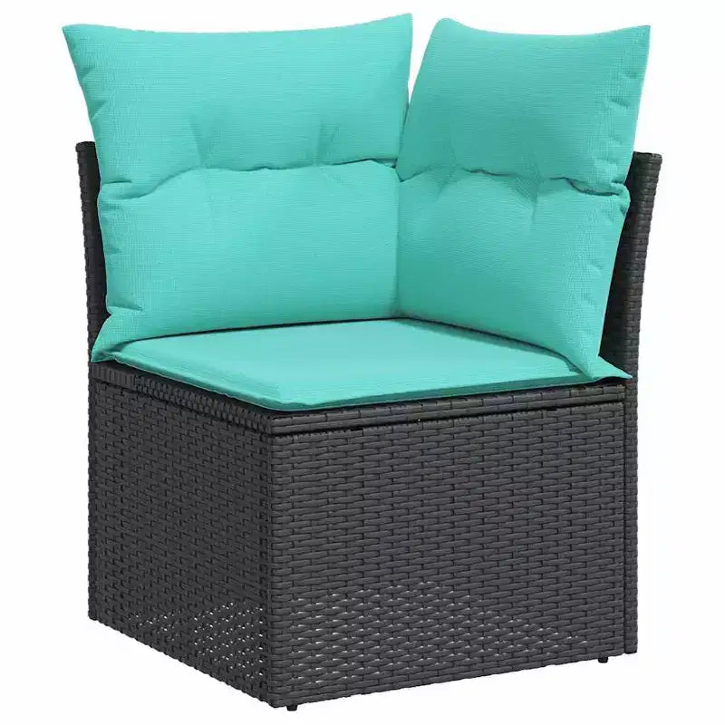 vidaXL Salon de jardin avec coussins 4 pcs Noir et turquoise