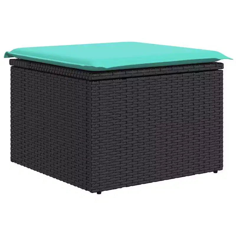 vidaXL Salon de jardin avec coussins 7 pcs Noir et turquoise - sans table