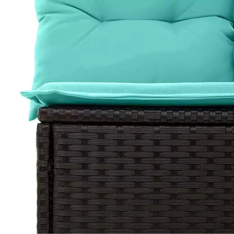 vidaXL Salon de jardin avec coussins 7 pcs Noir et turquoise - sans table