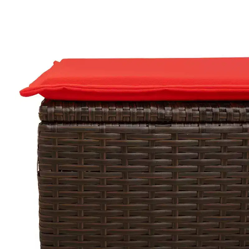 vidaXL Salon de jardin 9 pcs avec coussins résine tressée marron - Marron et rouge