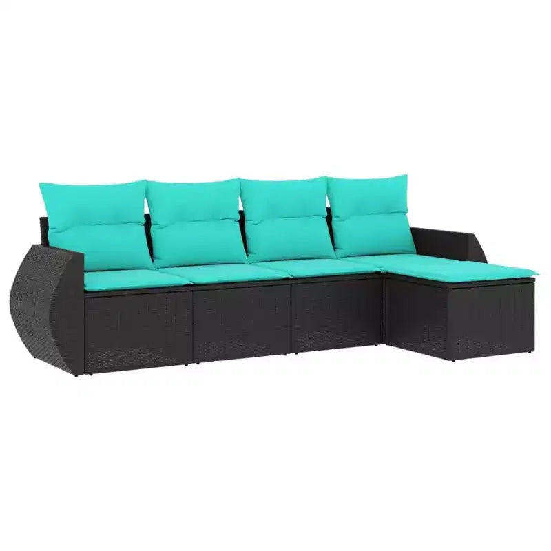 vidaXL Patio Sofa Set with Cushions Outdoor Conversation Furniture Poly Rattan