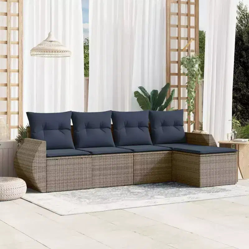 vidaXL Salon de jardin avec coussins en résine tressée pour l'extérieur