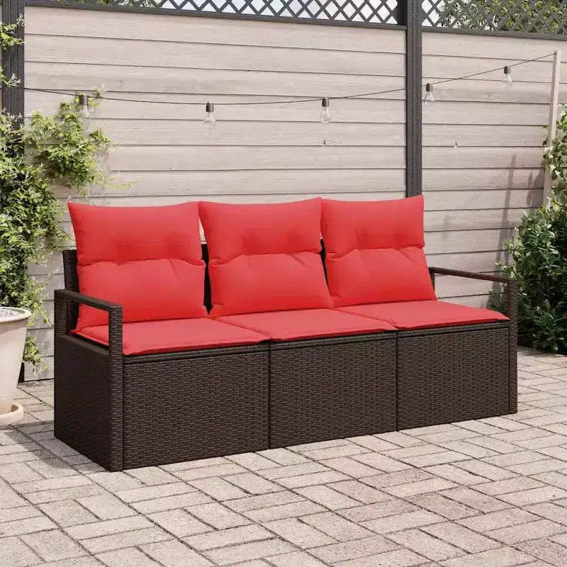 vidaXL Salon de jardin 3 pcs Résine tressée Marron