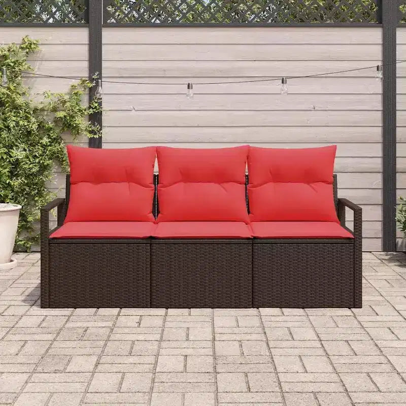 vidaXL Salon de jardin 3 pcs Résine tressée Marron