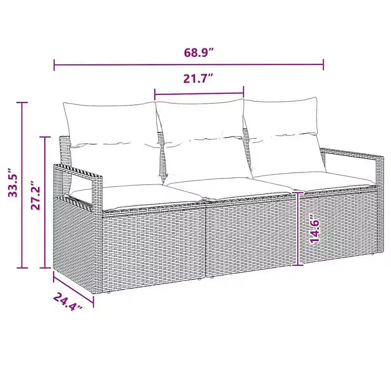 vidaXL Salon de jardin 3 pcs Résine tressée Marron