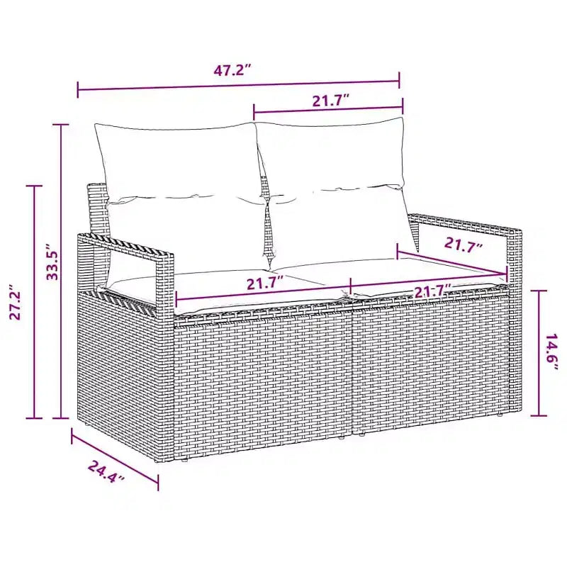 vidaXL Salon de jardin 3 pcs Résine tressée Marron