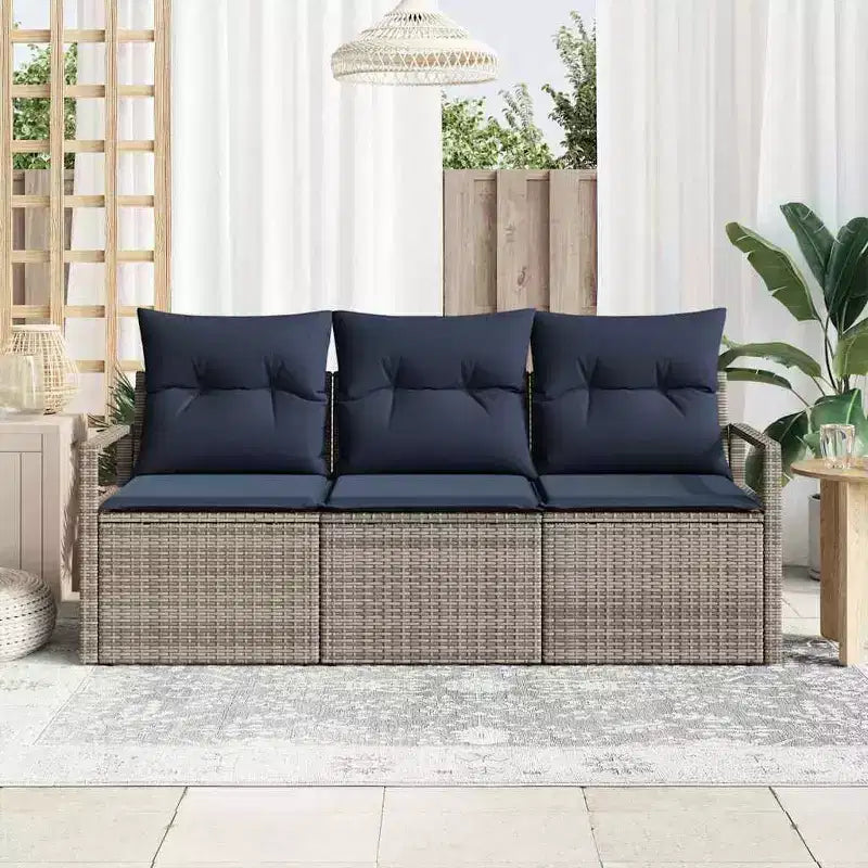 vidaXL Salon de jardin 3 pcs Résine tressée Marron