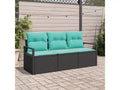 vidaXL Salon de jardin 3 pcs Résine tressée Marron