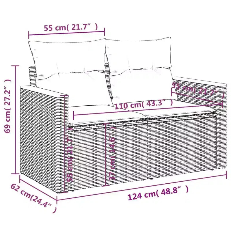 vidaXL Salon de jardin 4 pièces avec coussins en résine tressée, plusieurs coloris et modèles