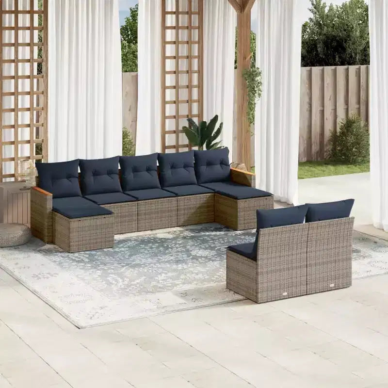 vidaXL Salon de jardin 9 pièces avec coussins en résine tressée, plusieurs coloris et modèles