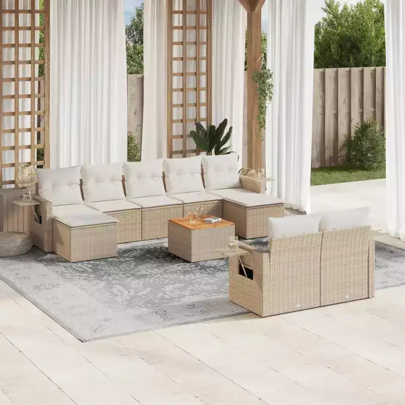 vidaXL Salon de jardin 9 pièces avec coussins en résine tressée, plusieurs coloris et modèles