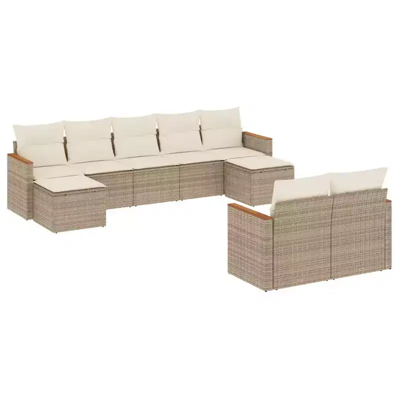 vidaXL Salon de jardin 9 pièces avec coussins en résine tressée, plusieurs coloris et modèles
