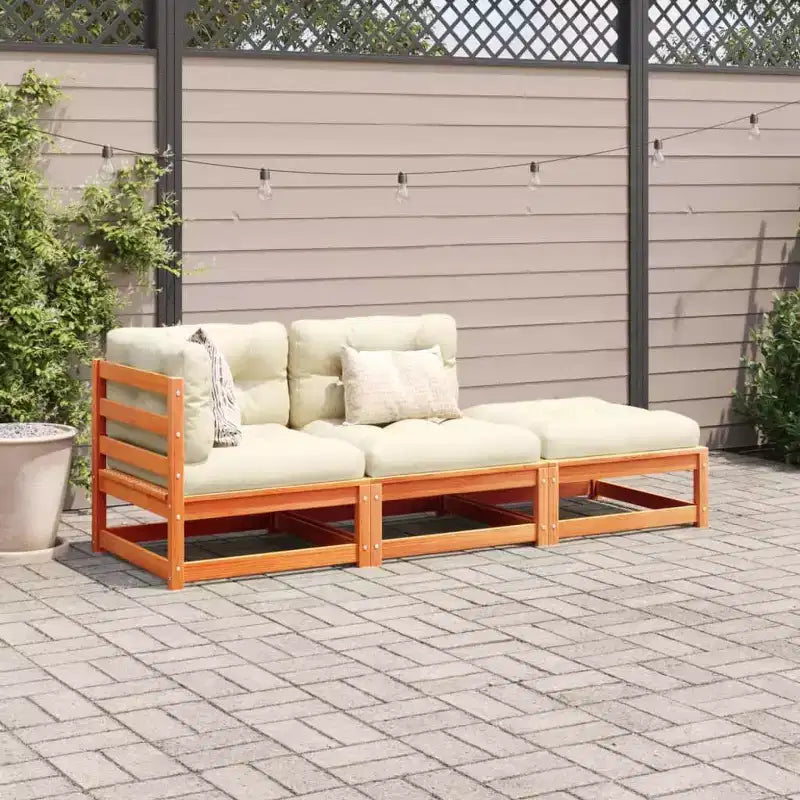 vidaXL Ensemble de canapés de jardin modulable 3 pièces en pin massif avec coussins
