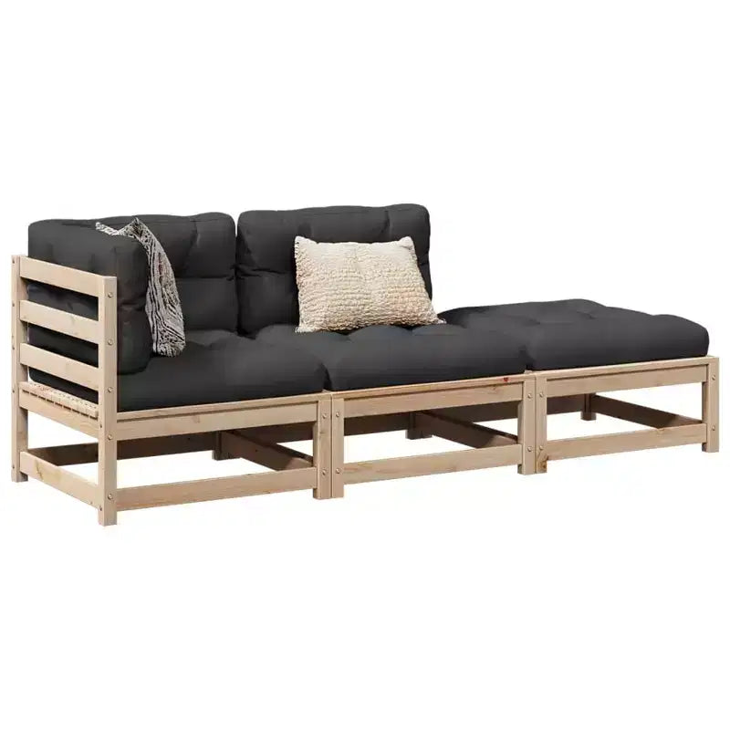 vidaXL Ensemble de canapés de jardin modulable 3 pièces en pin massif avec coussins