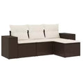 vidaXL 4 Piece Patio Sofa Set with Cushions Brown Poly Rattan