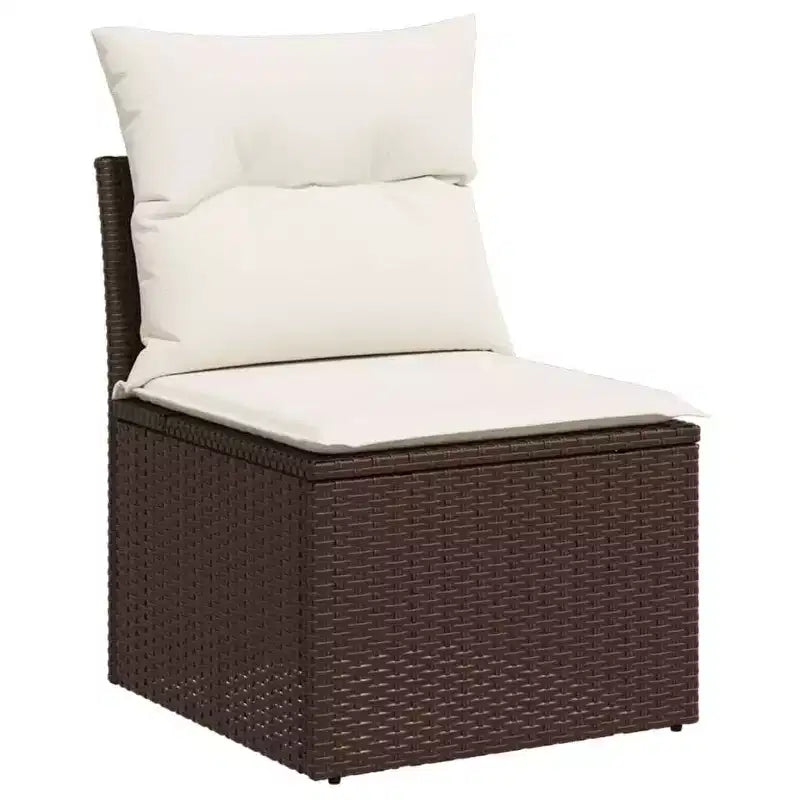 vidaXL Salon de jardin 4 pièces avec coussins résine tressée marron