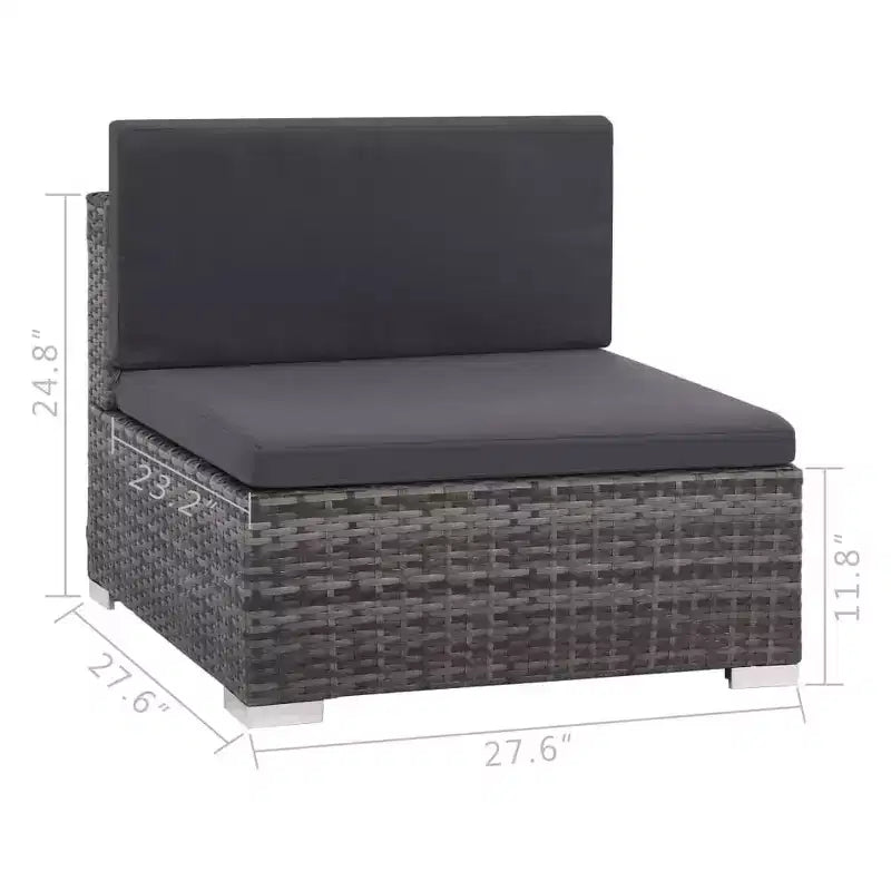 vidaXL Salon de jardin 12 pièces avec coussins résine tressée gris