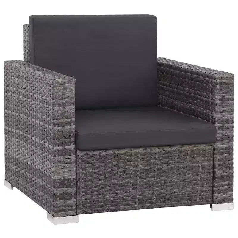 vidaXL Salon de jardin 12 pièces avec coussins résine tressée gris