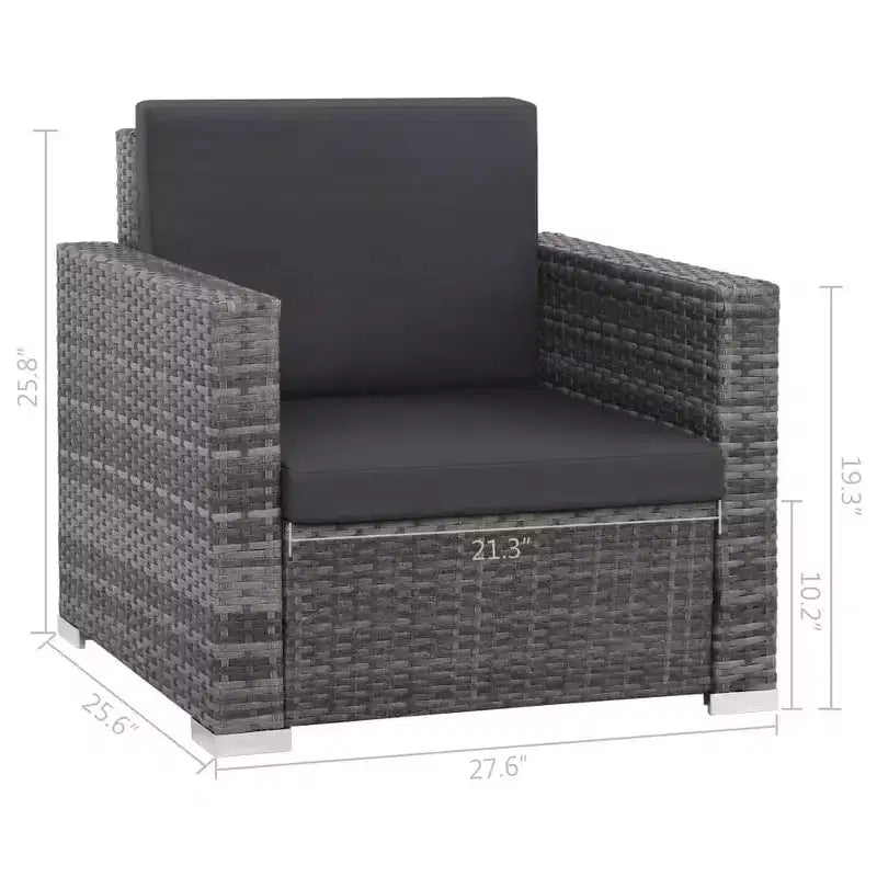 vidaXL Salon de jardin 12 pièces avec coussins résine tressée gris