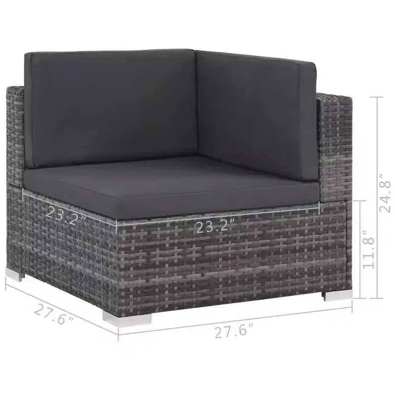 vidaXL Salon de jardin 12 pièces avec coussins résine tressée gris
