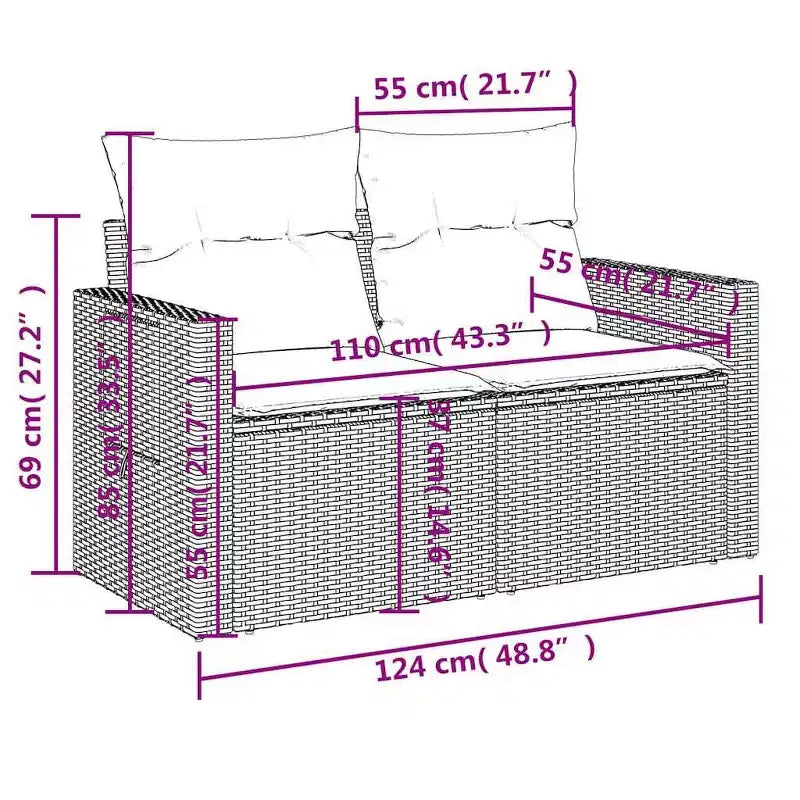 vidaXL Salon de jardin 11 pcs avec coussins Résine tressée Gris