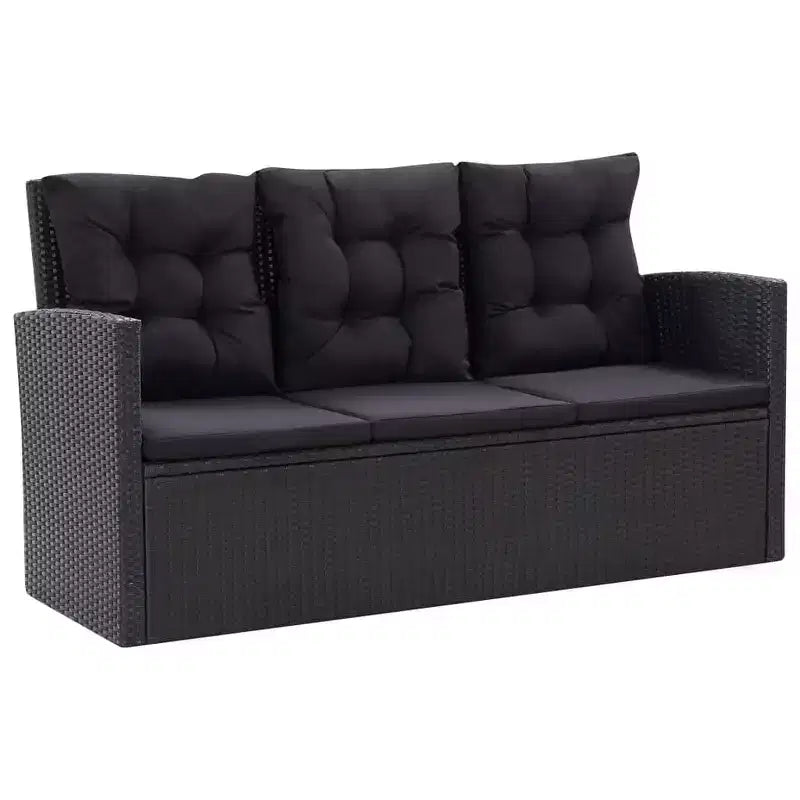 vidaXL Salon de jardin 6 pièces avec coussins résine tressée noir
