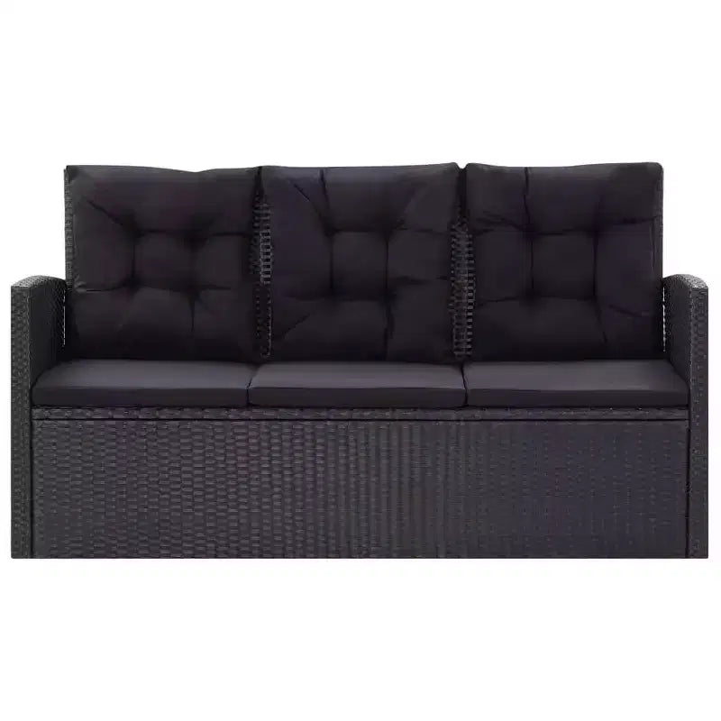 vidaXL Salon de jardin 6 pièces avec coussins résine tressée noir