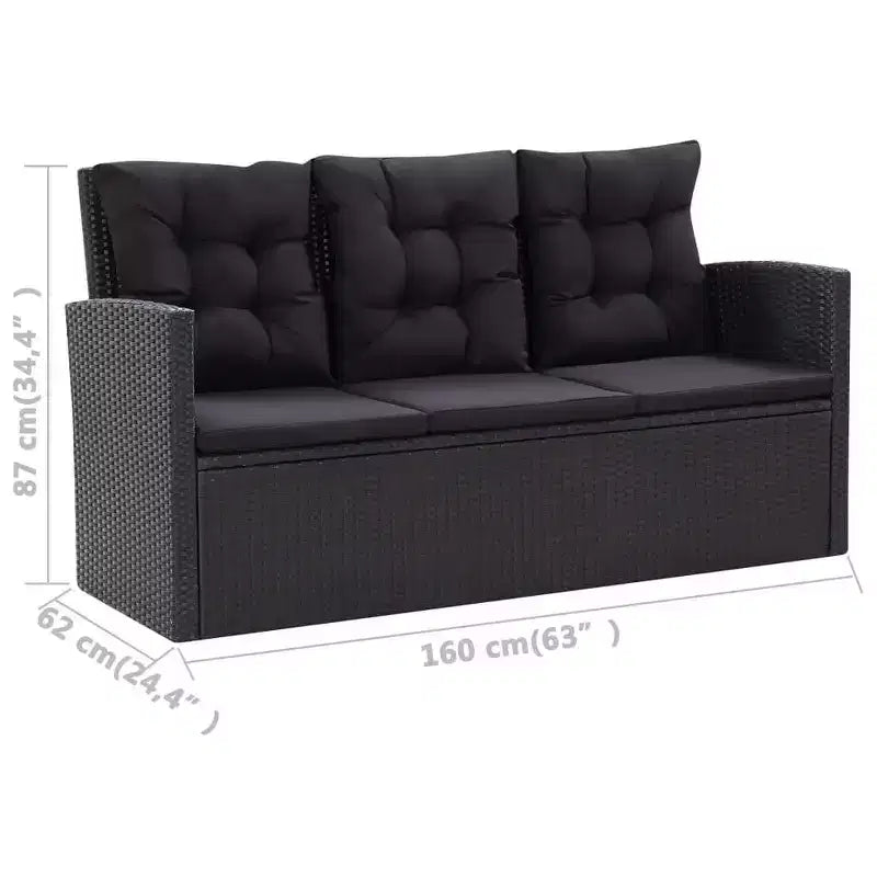 vidaXL Salon de jardin 6 pièces avec coussins résine tressée noir