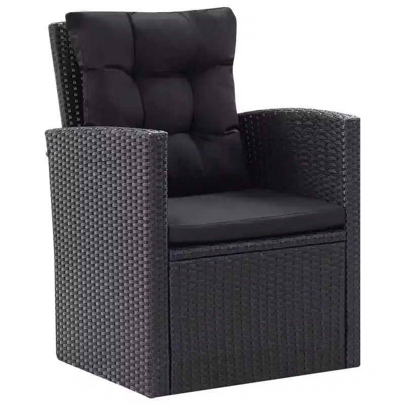 vidaXL Salon de jardin 6 pièces avec coussins résine tressée noir