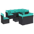 vidaXL Salon de jardin avec coussins, Ensemble de canapés modulaires d'extérieur, 9 pièces, résine tressée