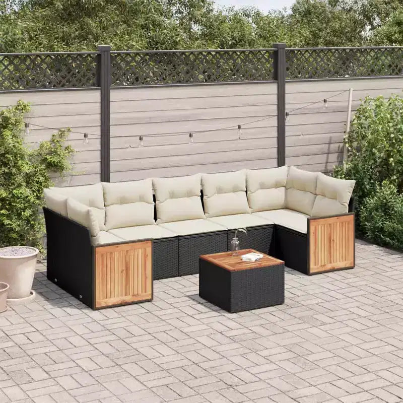 vidaXL Salon de jardin 8 pièces avec coussins, modulable en poly rotin, plusieurs coloris