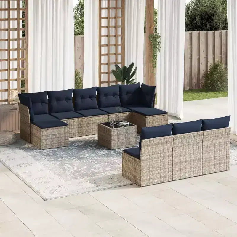 vidaXL Salon de jardin 11 pièces avec coussins, résine tressée, modulable, plusieurs coloris/modèles