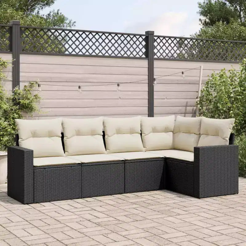 vidaXL Salon de jardin 6 pièces avec coussins en résine tressée, modulable, couleurs diverses, avec/sans table
