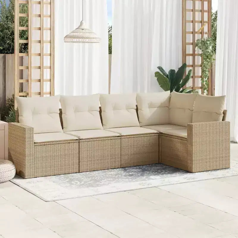 vidaXL Salon de jardin 6 pièces avec coussins en résine tressée, modulable, couleurs diverses, avec/sans table