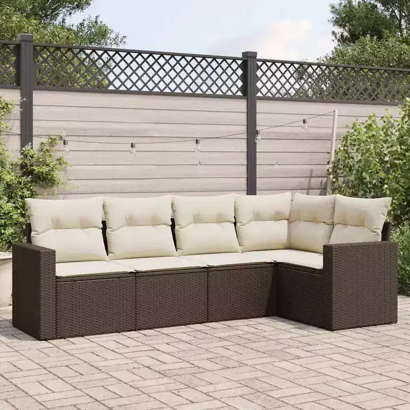 vidaXL Salon de jardin 6 pièces avec coussins en résine tressée, modulable, couleurs diverses, avec/sans table