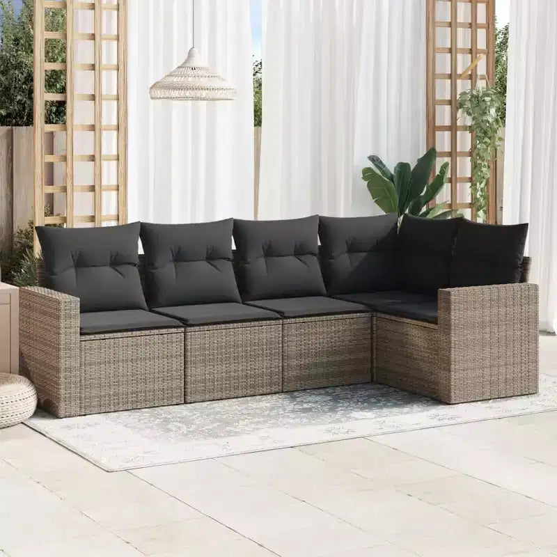 vidaXL Salon de jardin 6 pièces avec coussins en résine tressée, modulable, couleurs diverses, avec/sans table